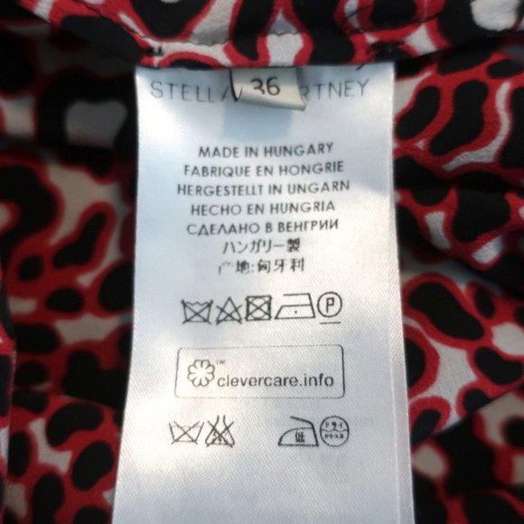 STELLA MCCARTNEY SLEEVELESS MINI DRESS RED/WHITE LEOPARD PRINT SILK SIZE 36 - Picture 7 of 9